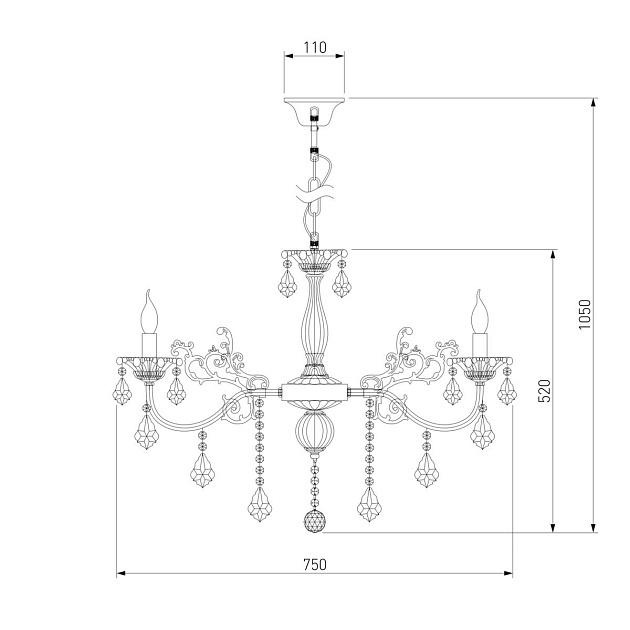 Подвесная люстра Eurosvet 3281/8 античная бронза/прозрачный хрусталь Strotskis изображение 2 Подвесная люстра Eurosvet 3281/8 античная бронза/прозрачный хрусталь Strotskis Фото № 2
