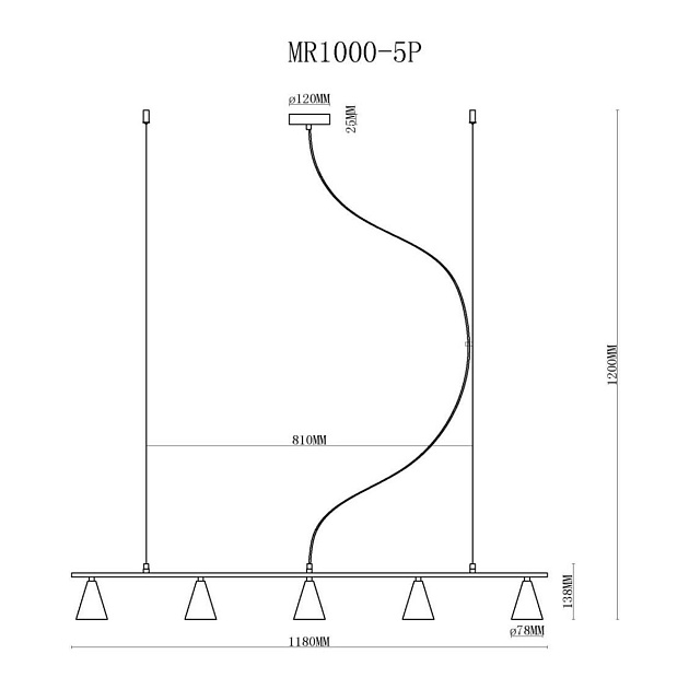 Подвесной светильник MyFar Milla MR1000-5P Фото № 2