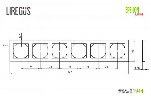 Рамка 6-постовая Liregus Epsilon серебро 28-1906 Фото № 2