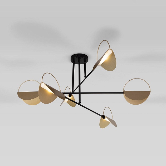 Потолочная люстра Eurosvet Grazia 70148/6 черный/золото изображение Потолочная люстра Eurosvet Grazia 70148/6 черный/золото Фото №