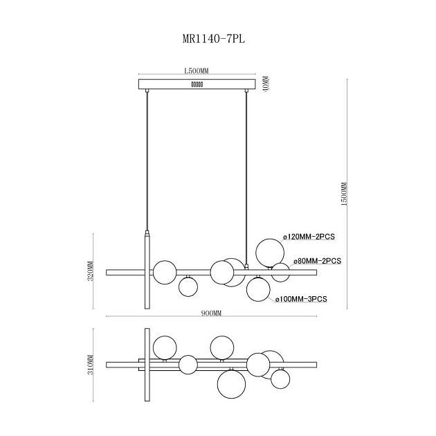 Подвесная люстра MyFar George MR1140-7PL Фото № 3