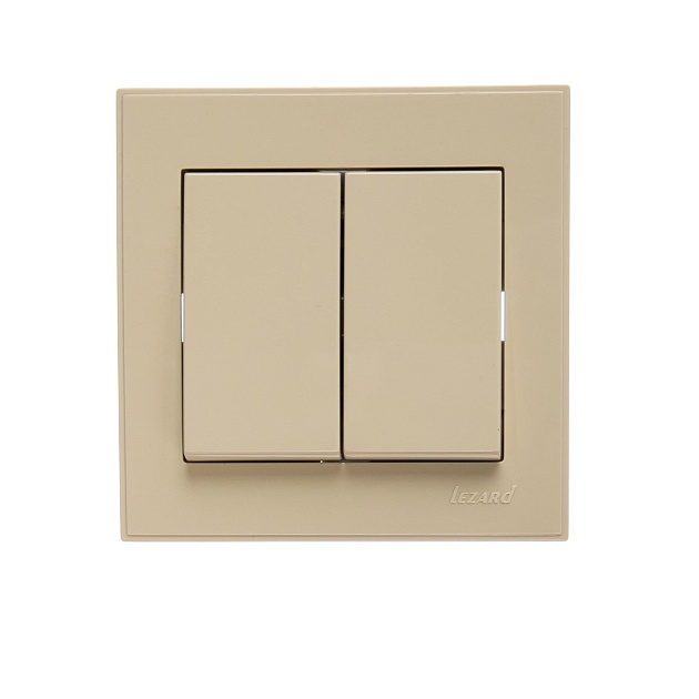 Выключатель двойной Lezard Rain кремовый 703-0303-101 изображение Выключатель двойной Lezard Rain кремовый 703-0303-101 Фото №