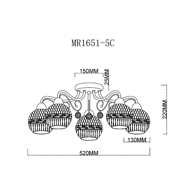 Потолочная люстра MyFar Frank MR1651-5C изображение 2 Потолочная люстра MyFar Frank MR1651-5C Фото № 2