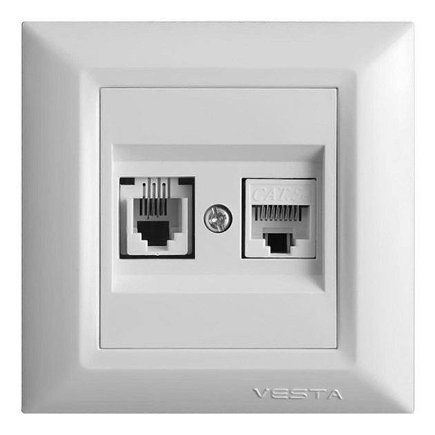 Розетка LAN/телефонная Vesta-Electric Roma белый FRZ00010204BEL изображение Розетка LAN/телефонная Vesta-Electric Roma белый FRZ00010204BEL Фото №
