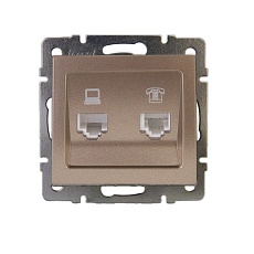 Розетка 2-ая комп. + тел. Lezard Rain бронза 703-3188-143