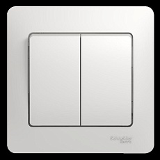 Выключатель двухклавишный Schneider Electric Glossa 10A 250V белый GSL000152