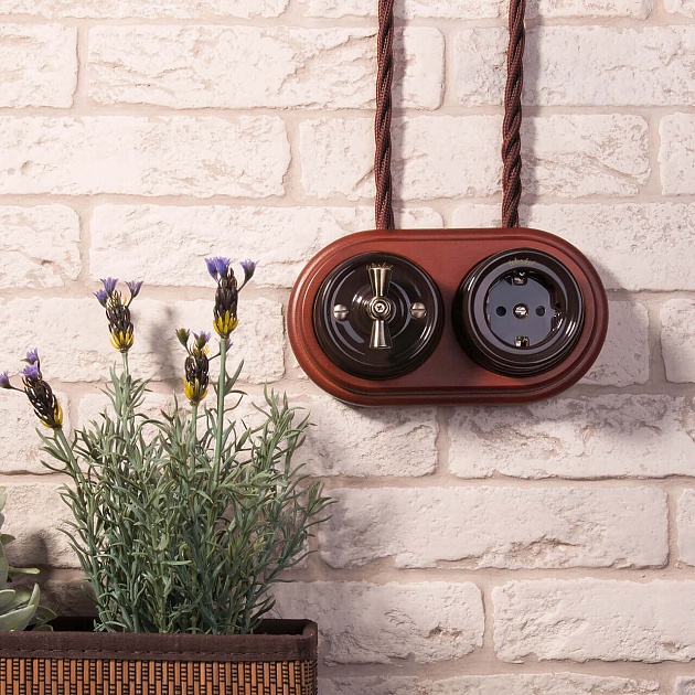 Переключатель-выключатель Werkel одноклавишный Retro коричневый W5612014 4690389166723 Фото № 3