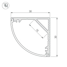 Профиль Arlight SL-KANT-H30-2000 ANOD 019333 1