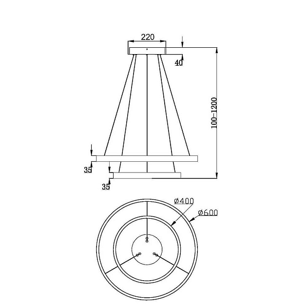 Подвесной светодиодный светильник Maytoni Rim MOD058PL-L55BSK изображение 6 Подвесной светодиодный светильник Maytoni Rim MOD058PL-L55BSK Фото № 6