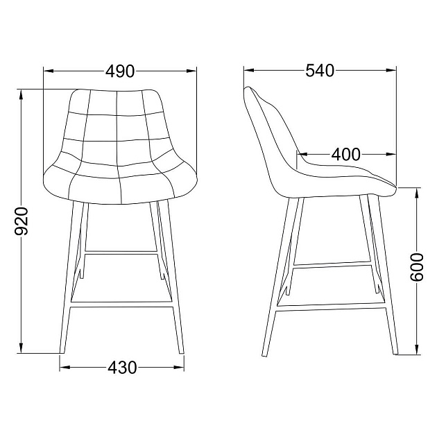 Полубарный стул AksHome Linx черный, велюр 86209 Фото № 2
