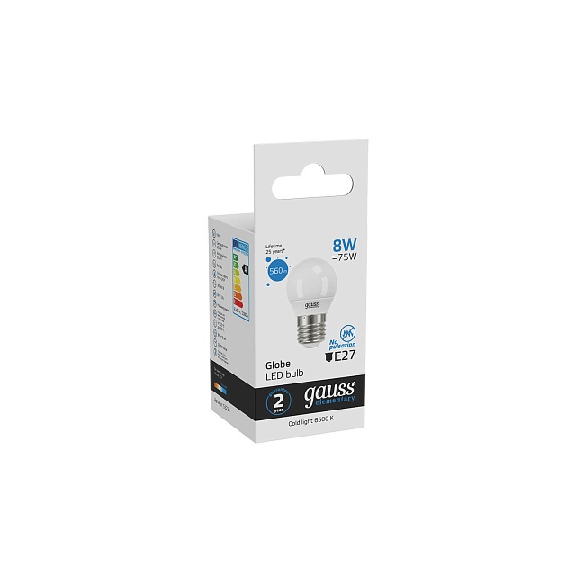 Лампа светодиодная Gauss E27 8W 6500K матовая 53238 изображение 4 Лампа светодиодная Gauss E27 8W 6500K матовая 53238 Фото № 4