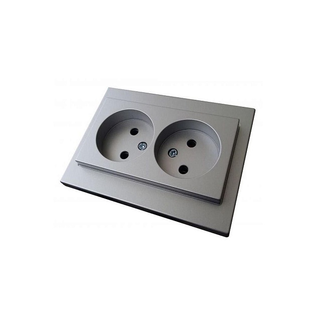 Розетка двойная 2P Liregus Epsilon серебро 28-1751 изображение Розетка двойная 2P Liregus Epsilon серебро 28-1751 Фото №